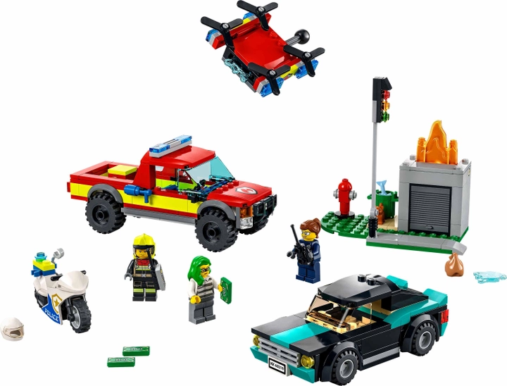 Zestaw LEGO City Straż pożarna i policyjny pościg, 295 elementów (60319) - obraz 2