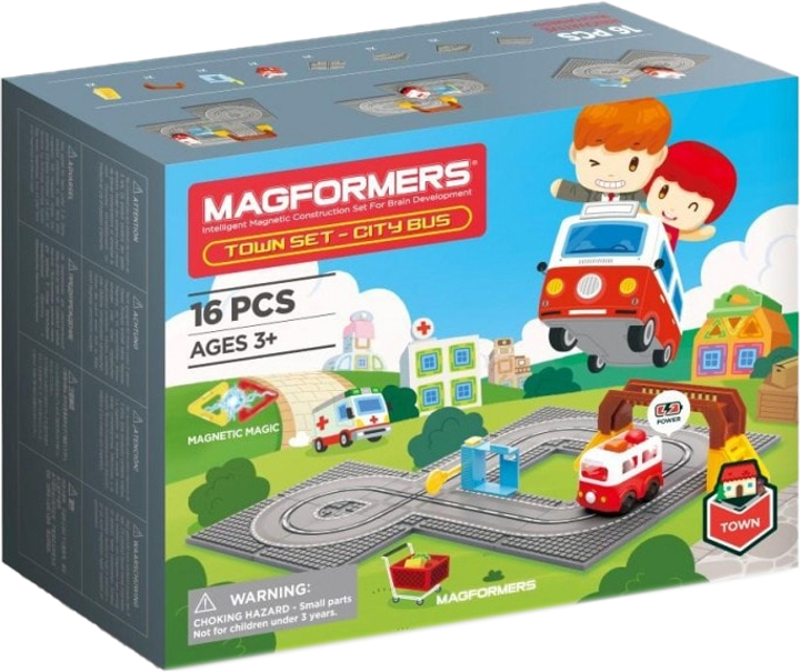 Klocki magnetyczne Magformers Autobus miejski 16 elementów (717010) (730658170106) - obraz 1