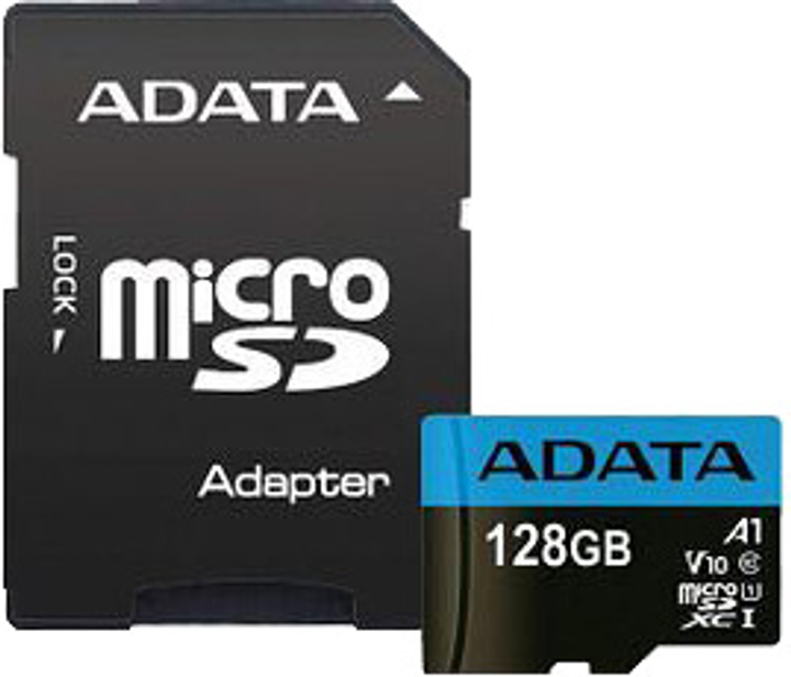 A-Data Premier microSDXC 128GB UHS-I Class 10 + SD-adapter (AUSDX128GUICL10A1-RA1) - зображення 1