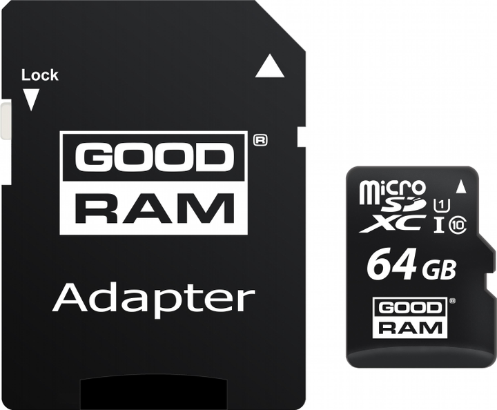 Goodram microSDXC 64GB UHS-I class 10 + adapter (M1AA-0640R12) - obraz 1