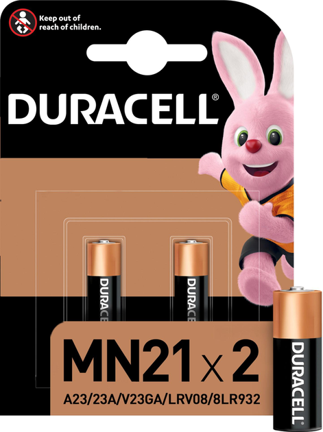 Specjalistyczna bateria alkaliczna Duracell MN21 12V, (A23/23A/V23GA/LRV08/8LR932), 2szt. (5000394071117) - obraz 1