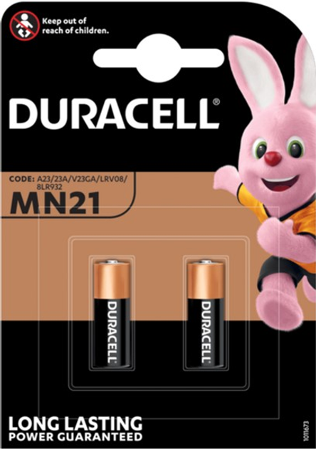 Спеціалізована лужна батарейка Duracell MN21 12V,(A23 / 23A / V23GA / LRV08 / 8LR932 ), 2 шт. (5000394071117) - зображення 2