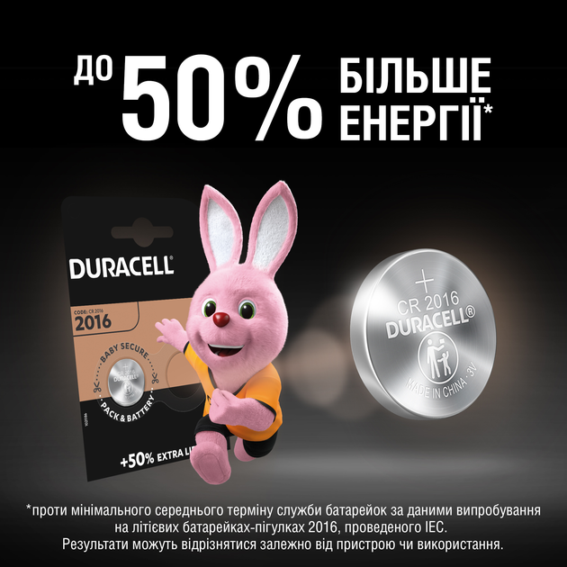 Specjalistyczna bateria pastylkowa litowa Duracell 2016 3V, (DL2016 / CR2016), 2 szt. (5000394045736) - obraz 7