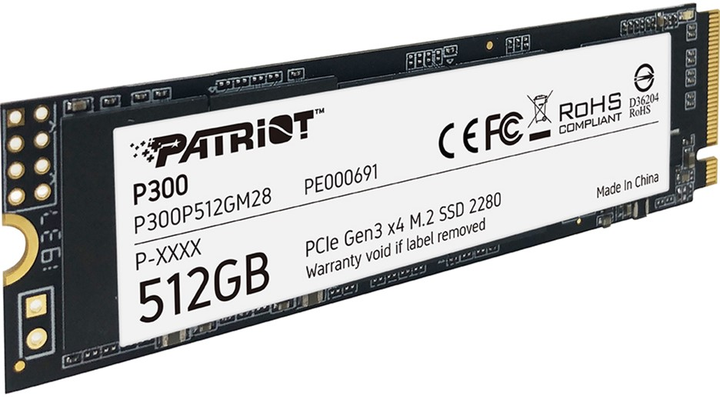 Dysk SSD Patriot P300 512GB M.2 2280 NVMe PCIe 3.0 x4 3D NAND TLC (P300P512GM28) - obraz 2