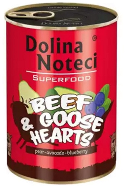 Mokra karma dla psów Dolina Noteci Superfood z sercem wołowo-gęsim 400 g (5902921303640) - obraz 1