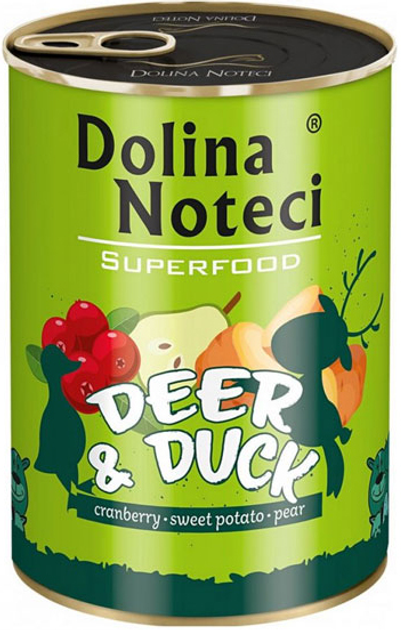 Mokra karma dla psów Dolina Noteci Superfood z mięsem jelenia i kaczki 400 g (5902921303626) - obraz 1