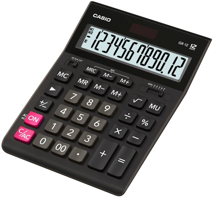 Kalkulator Casio 12 cyfr 155x209x34,5 Czarny (GR-12-W-EP) - obraz 1