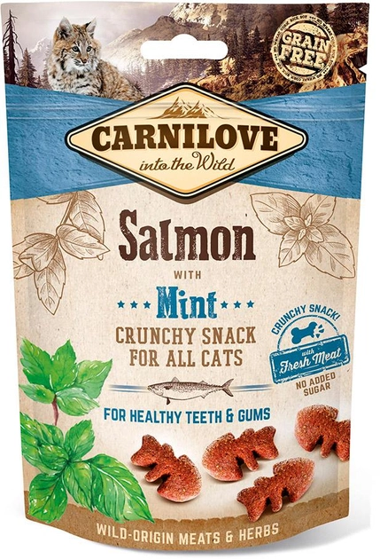 Ласощі для кішок Carnilove Crunchy Snack з лососем, м'ятою і свіжим м'ясом 0.05 кг (8595602527175) - зображення 1