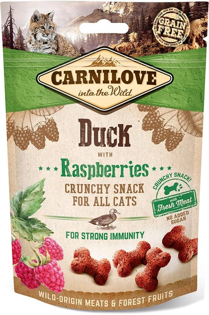 Ласощі для кішок Carnilove Crunchy Snack з качкою, малиною і свіжим м'ясом 0.05 кг (8595602527199) - зображення 1