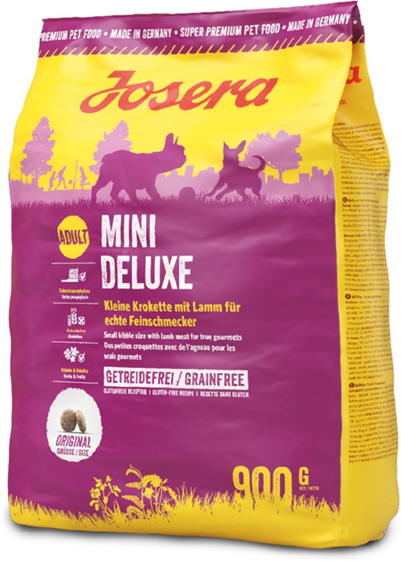 Сухий корм для дорослих собак малих порід Josera MiniDeluxe Adult беззерновий з ягням 900 г (4032254745174) - зображення 1
