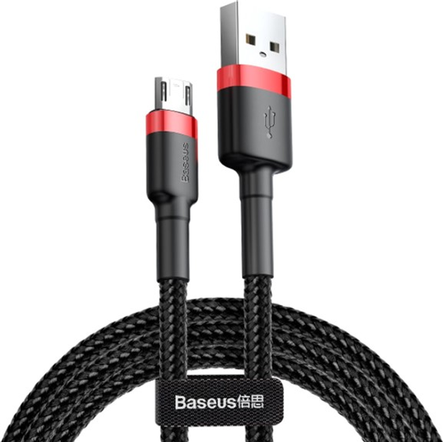 Кабель Baseus Cafule Cable USB For Micro 2.4 A 1 м Червоний + Чорний (CAMKLF-B91) - зображення 1
