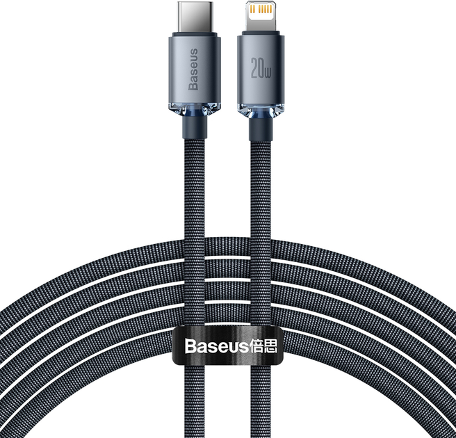 Baseus Crystal Shine Series Szybki kabel do transmisji danych Type-C do iP 20 W 2 m Czarny (CAJY000301) - obraz 1