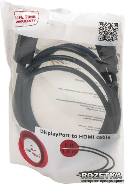 Кабель Cablexpert DisplayPort — HDMI 1.8 м (CC-DP-HDMI-6) - зображення 2