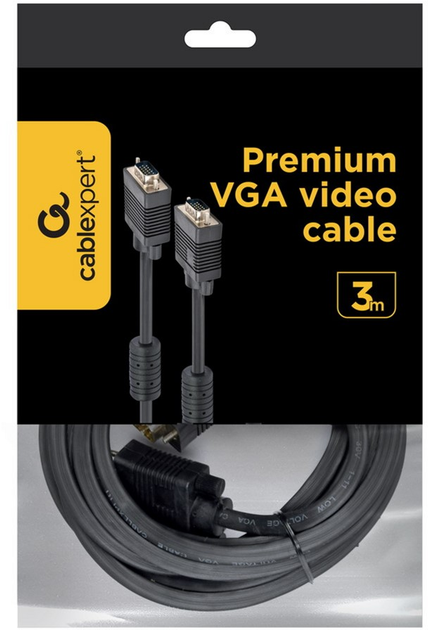 Cablexpert Premium VGA HD15M - HD15M 3 m 2 Pierścienie ferrytowe (CC-PPVGA-10-B) - obraz 3