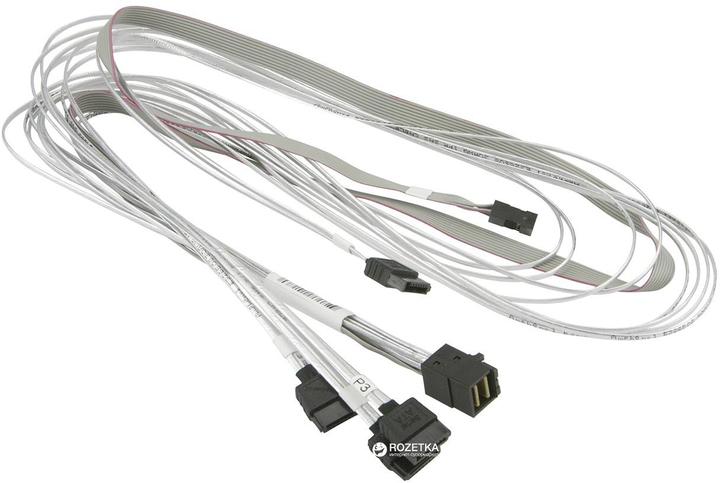 Kabel Supermicro MiniSAS HD do 4 SATA z paskiem bocznym 90/90/75/75/75 cm (CBL-SAST-0556) - obraz 1