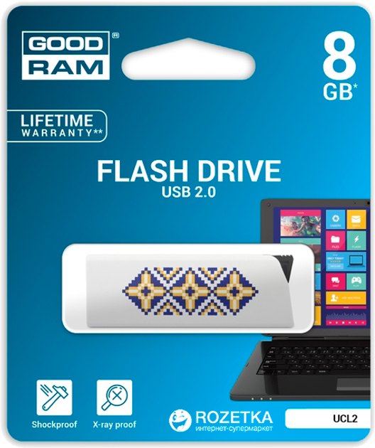 Pendrive GoodRam Cl!ck UCL2 8GB Ukraine White (UCL2-0080W0R11-L) - obraz 1