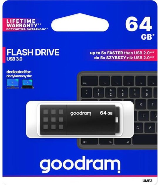 Pendrive Goodram UME3 64GB USB 3.0 Black (UME3-0640K0R11) - obraz 6