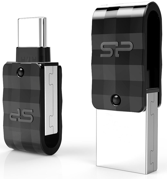 Pendrive Silicon Power Swivel C31 16GB USB 3.1 + Type-C Black/Silver (SP016GBUC3C31V1K) - obraz 4