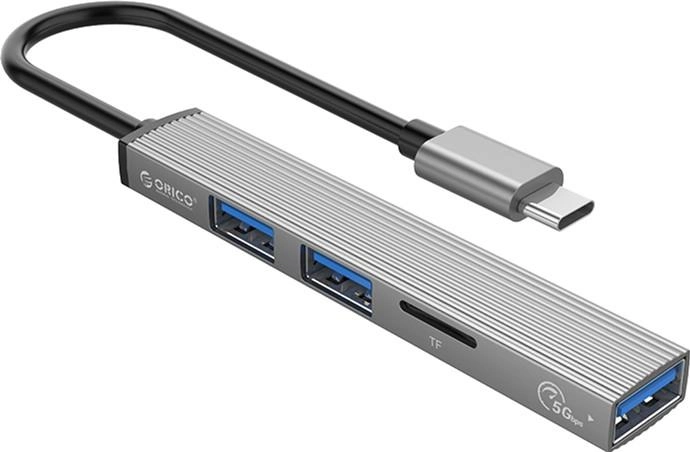 USB-хаб Orico Type-C - USB3.0, 2xUSB2.0, TF (AH-12F-GY-BP) (CA913541) - зображення 1