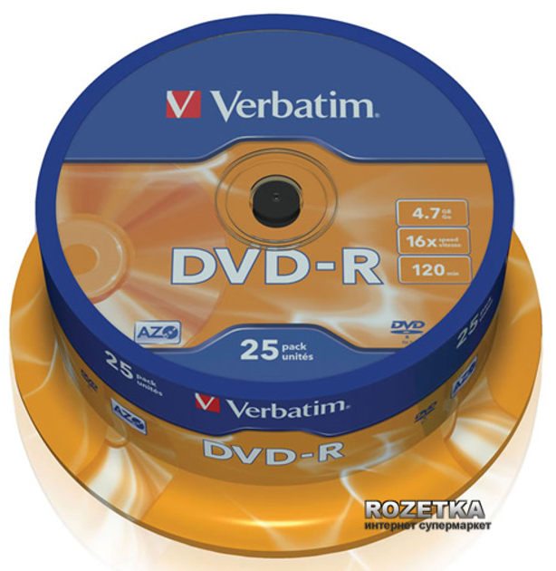 Verbatim DVD-R 4,7 GB 16x Cake 25 шт (43522) - зображення 1