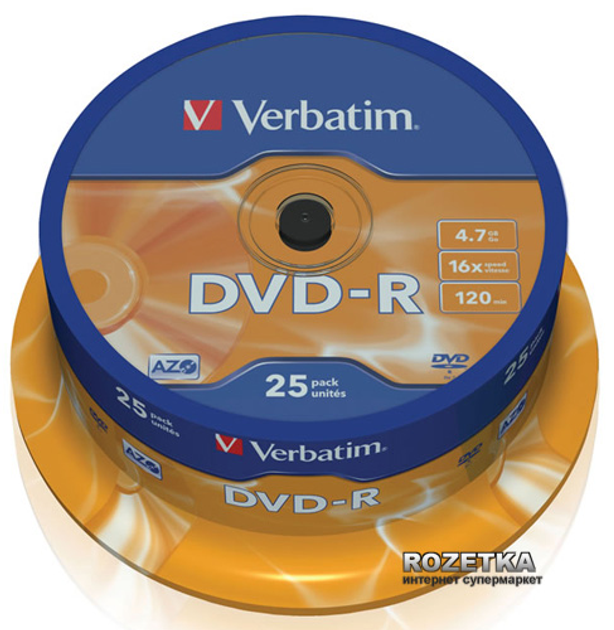 Verbatim DVD-R 4,7 GB 16x Ciasto 25 szt. (43522) - obraz 1