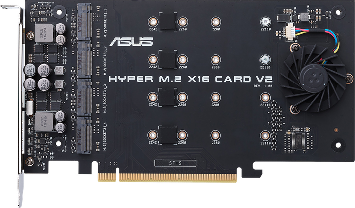 Karta rozszerzeń Asus PCIe Hyper M.2 X16 PCIe 3.0 X4 V2 - karta adaptera 128 Gbps (90MC06P0-M0EAY0) - obraz 2