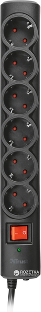 Listwa przeciwprzepięciowa Trust Surge Protector 6 gniazd 1,8 m Czarny (TR21059) - obraz 3