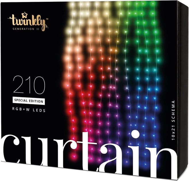 Girlanda LED Smart LED Twinkly Curtain, Wall RGBW 210, BT+WiFi, Gen II, IP44 przezroczysty kabel (TWW210SPP-TEU) - obraz 1