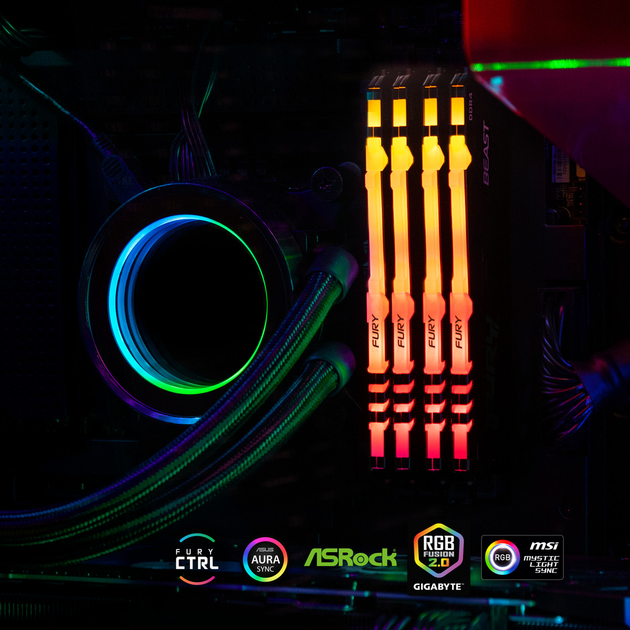 RAM Kingston Fury DDR4-3200 16384MB PC4-25600 Bestia RGB Czarny (KF432C16BBA/16) - obraz 7