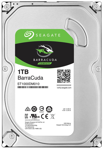 Жорсткий диск Seagate BarraCuda HDD 1TB 7200rpm 64MB ST1000DM010 3.5 SATA III - зображення 1