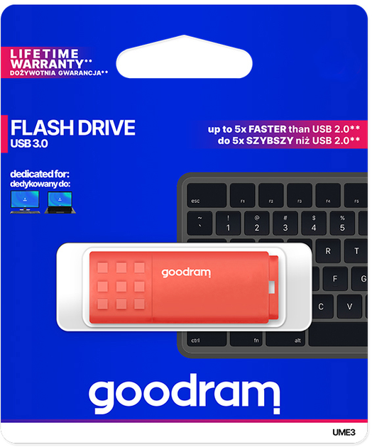 Pendrive Goodram UME3 64GB USB 3.0 Orange (UME3-0640O0R11) - obraz 3