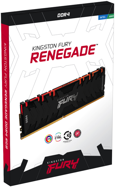 Оперативна пам'ять Kingston Fury DDR4-3200 16384 MB PC4-25600 (Kit of 2x8192) Renegade RGB 1Rx8 Black (KF432C16RBAK2/16) - зображення 2