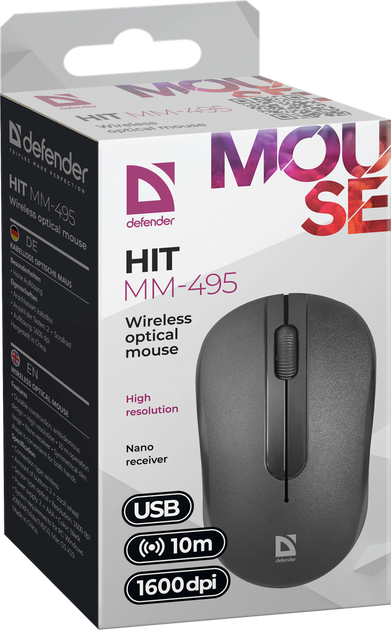 Mysz Defender Hit MM-495 Bezprzewodowa czarna (52495) - obraz 2