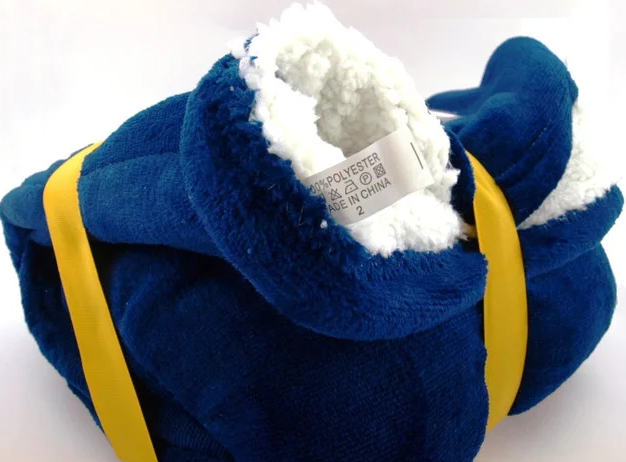 Тёплый и мягкий плед-толстовка Huggle Ultra Plush Blanket Hoodie One size Fits all с капюшоном Синий - изображение 7