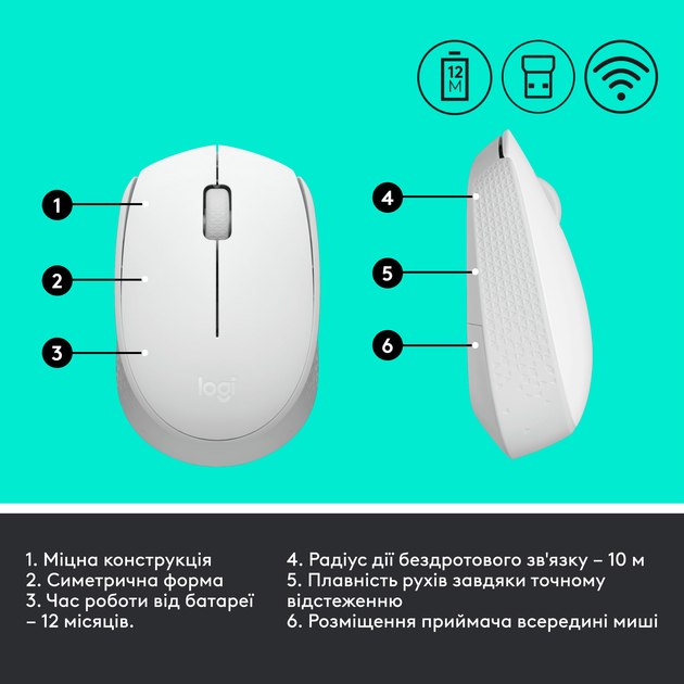 Мышь Logitech M171 Wireless White (910-006867) - изображение 7