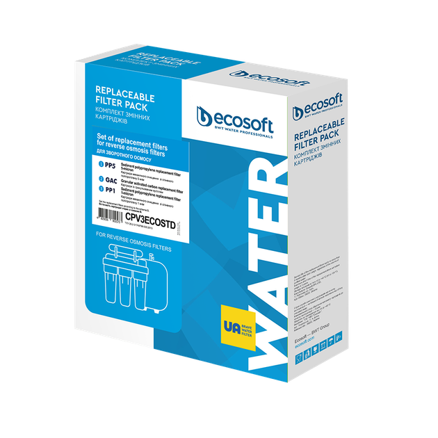 Комплект картриджів Ecosoft/Aquafilter 1-2-3 для фільтрів зворотного ...