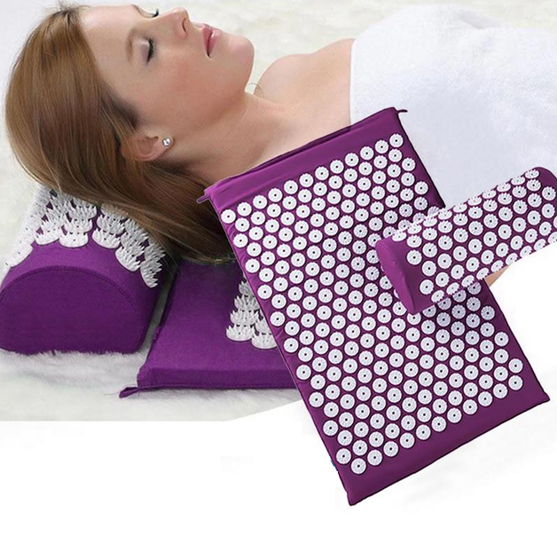 Килимок ортопедичний масажний Фіолетовий Acupressure mat з подушкою Іплікатор Кузнєцова - зображення 3