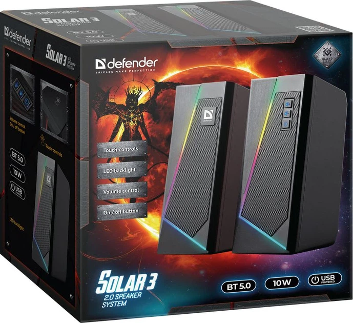 Акустична система Defender Solar 3 USB Bluetooth Black (4745090820096) - зображення 3