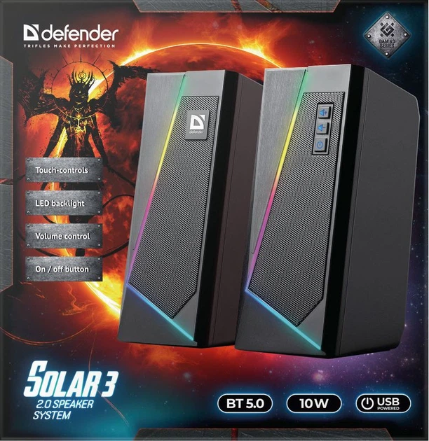 Акустична система Defender Solar 3 USB Bluetooth Black (4745090820096) - зображення 4