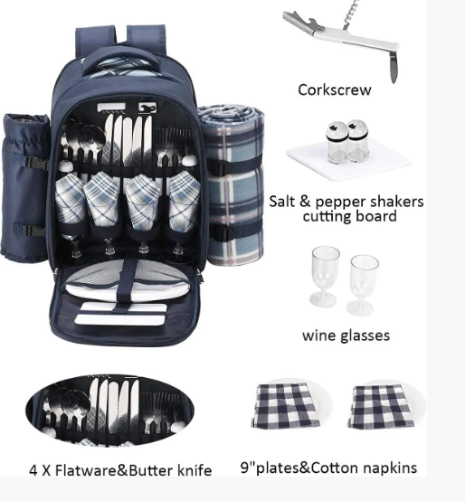Рюкзак для пикника с набором посуды и одеялом Eono Cool Bag (TWPB-3065B69R) - Фото 6 Рюкзак для пикника с набором посуды и одеялом Eono Cool Bag (TWPB-3065B69R) - изображение 6