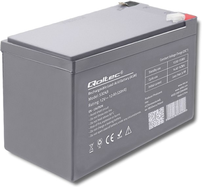 Akumulator Qoltec AGM 12V-12Ah max. 180A (53049) - obraz 2