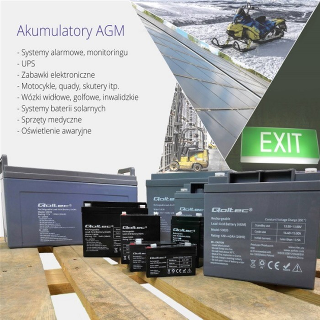 Акумуляторна батарея Qoltec AGM 12V-12Ah max. 180A (53049) - зображення 7