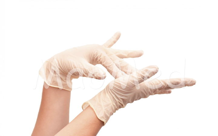 Латексные перчатки Medicom SafeTouch Strong (5,5 г) текстурированные без пудры размер S 100 шт. Белые - изображение 2