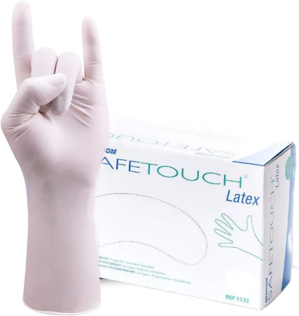 Латексні рукавички Medicom SafeTouch® Strong одноразові текстуровані без пудри розмір L 1000 шт. Білі (5,5 г.) - изображение 1