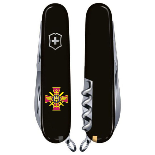 Нож складной 91 мм, 14 функций Victorinox CLIMBER ARMY Черный/Эмблема ГШ ВСУ - изображение 2
