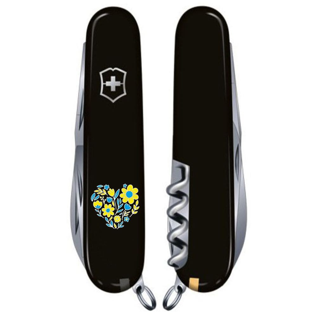 Нож складной 91 мм, 12 функций Victorinox SPARTAN UKRAINE Черный/Цветочное сердце - изображение 2