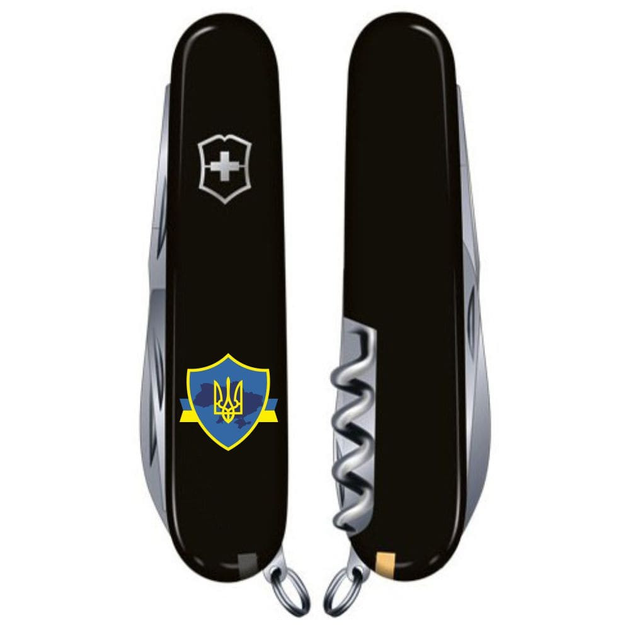 Нож складной 91 мм, 14 функций Victorinox CLIMBER UKRAINE Черный/Трезубец на щите с лентой - изображение 2
