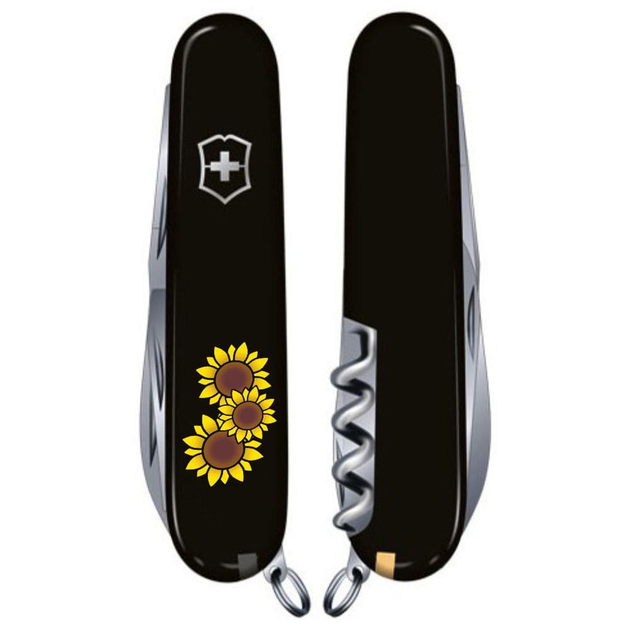 Нож складной 91 мм, 14 функций Victorinox CLIMBER UKRAINE Черный/Подсолнухи - изображение 2