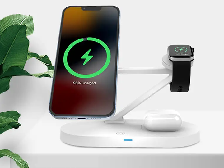 Зарядка Qi 3in1 магнитная беспроводная JYD-WC126 5-15W Док-станция iPhone/iWatch/Airpods white - изображение 3