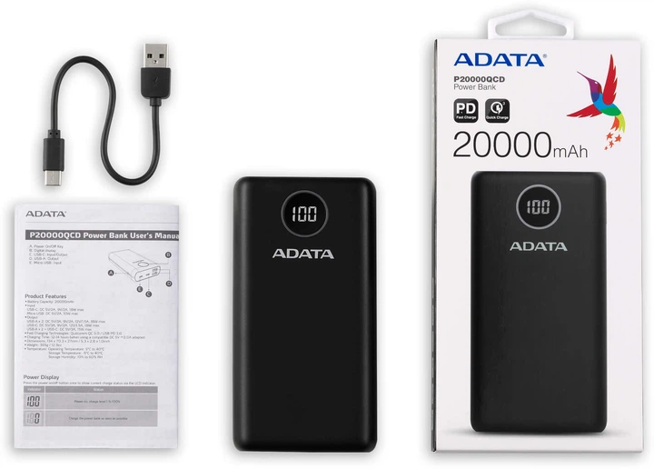Powerbank Adata P20000QCD 20000 mAh QC/PD Black (AP20000QCD-DGT-CBK) - obraz 7